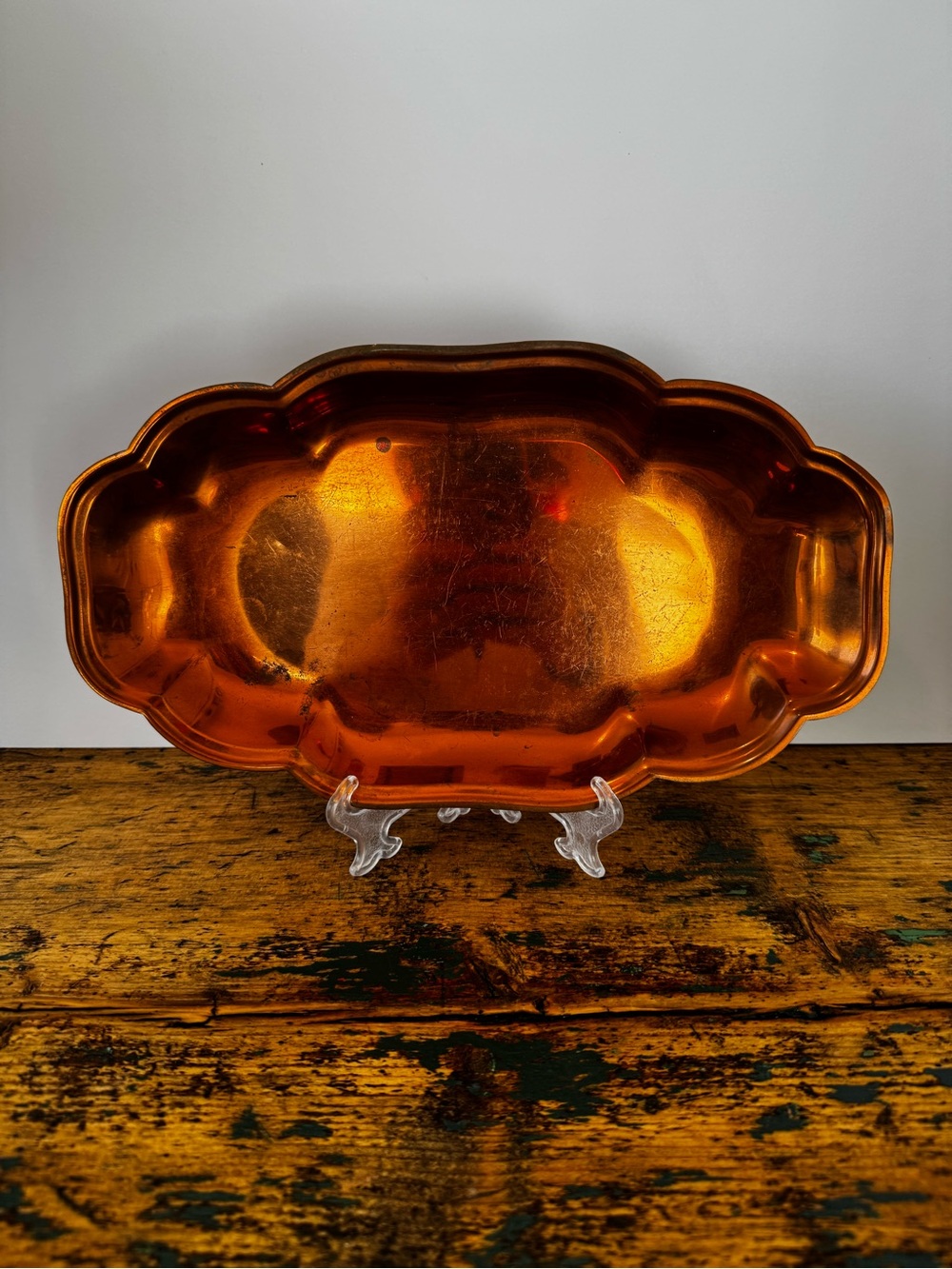 Vintage Copper Tone Decorative Metal Tray